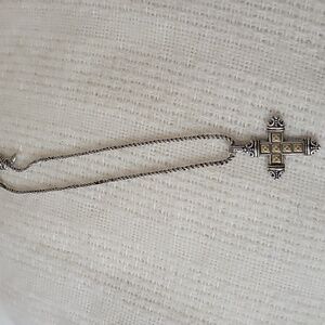 Retired Brighton Reversible Cross Necklace 16-18" In Length